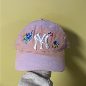 Floral Embroidered Pink Cap
